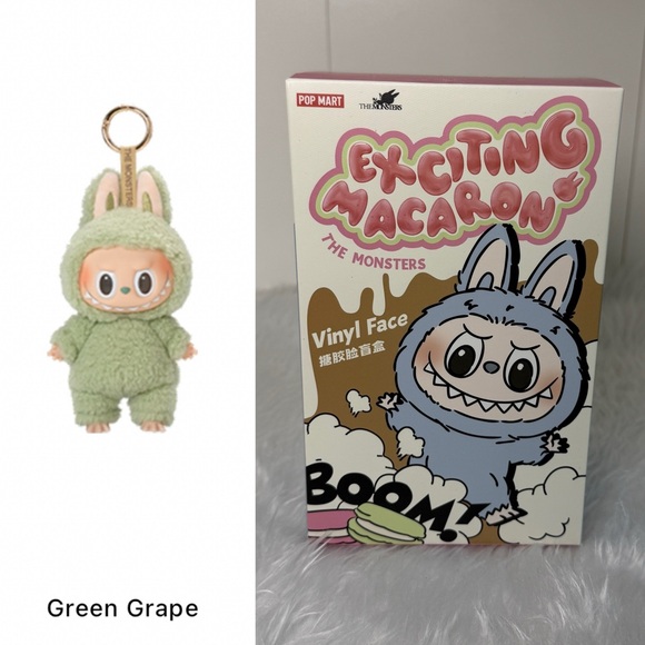 Pop Mart Exiting Macaron Labubu Green Grape Vinyl Face...